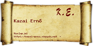 Kazai Ernő névjegykártya